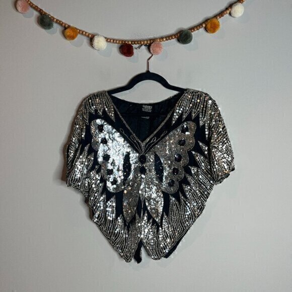 Vintage sequin butterfly top - Picture 1 of 5